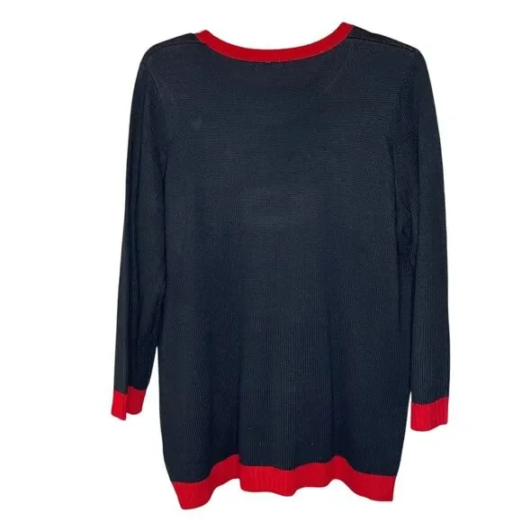 Ugly Christmas Sweater Black and Red Elf Design - Picture 2 of 4